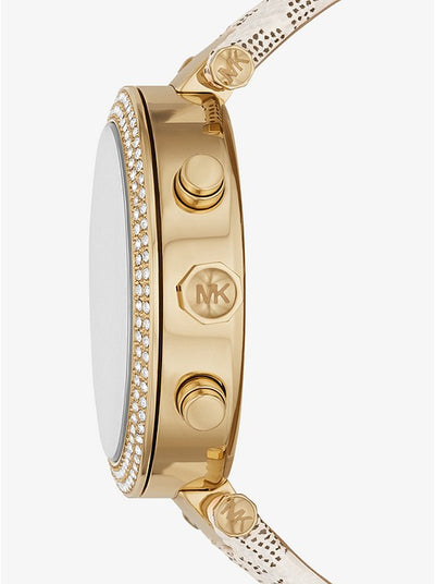 MICHAEL KORS Oversized Parker Pavé Gold-Tone and Logo Watch