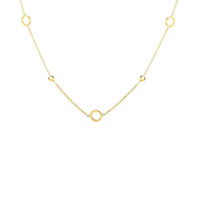 9K Yellow Gold Circle Bead Necklace 45cm