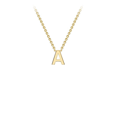 9K Yellow Gold 'A' Initial Adjustable Letter Necklace 38/43cm