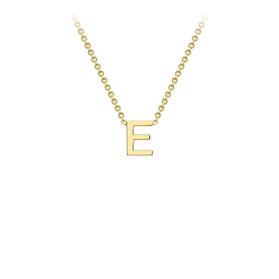 9K Yellow Gold 'E' Initial Adjustable Letter Necklace 38/43cm