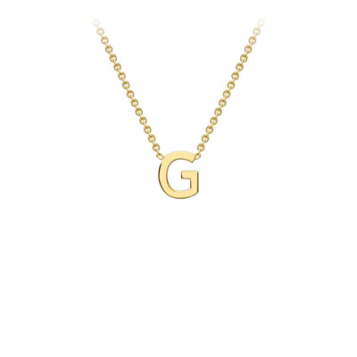 9K Yellow Gold 'G' Initial Adjustable Letter Necklace 38/43cm