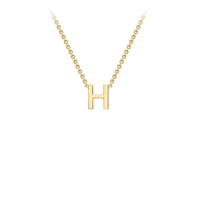 9K Yellow Gold 'H' Initial Adjustable Letter Necklace 38/43cm