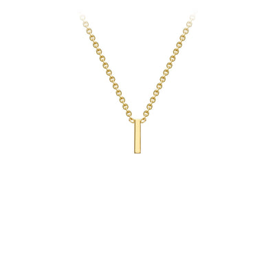 9K Yellow Gold 'I' Initial Adjustable Letter Necklace 38/43cm