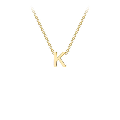 9K Yellow Gold 'K' Initial Adjustable Letter Necklace 38/43cm
