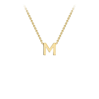 9K Yellow Gold 'M' Initial Adjustable Letter Necklace 38/43cm