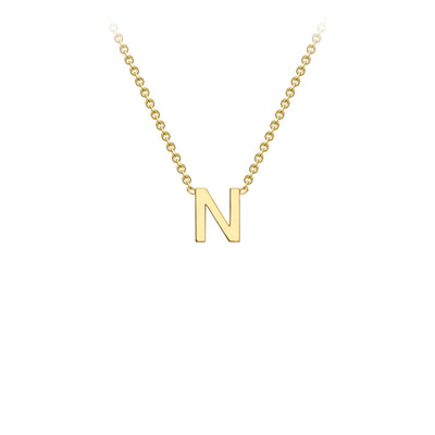 9K Yellow Gold 'N' Initial Adjustable Letter Necklace 38/43cm