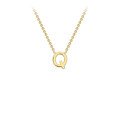 9K Yellow Gold 'Q' Initial Adjustable Letter Necklace 38/43cm