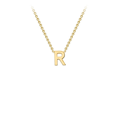 9K Yellow Gold 'R' Initial Adjustable Letter Necklace 38/43cm