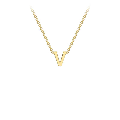 9K Yellow Gold 'V' Initial Adjustable Letter Necklace 38/43cm