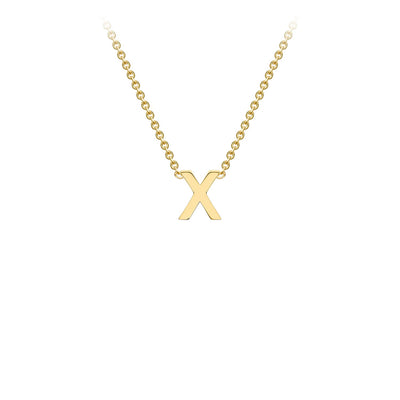 9K Yellow Gold 'X' Initial Adjustable Letter Necklace 38/43cm