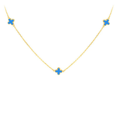 9K Yellow Gold Turquoise Petal Necklace 41+2.5cm