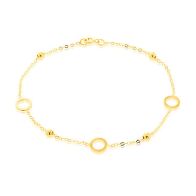 9K Yellow Gold Circle Bead Bracelet 19cm