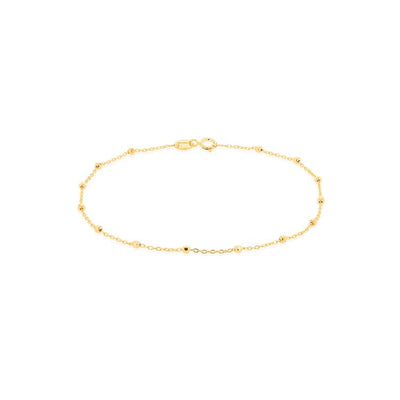 9K Yellow Gold Trace & Ball Chain Bracelet 18cm