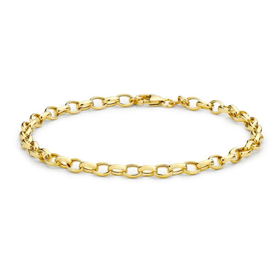 9K Yellow Gold Oval Belcher Bracelet 19cm