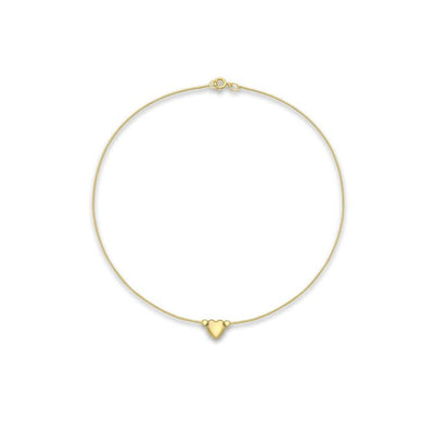 9K Yellow Gold Heart Box Chain Anklet 24cm