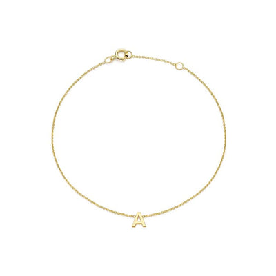 9K Yellow Gold Mini Initial 'A' Bracelet 15.5-19cm