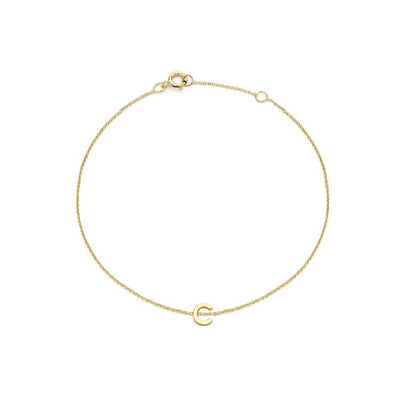 9K Yellow Gold Mini Initial 'C' Bracelet 15.5-19cm