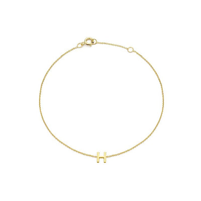 9K Yellow Gold Mini Initial 'H' Bracelet 15.5-19cm