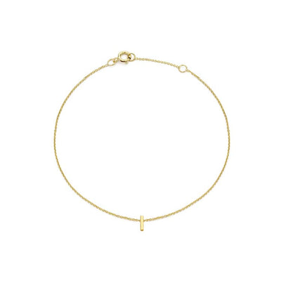 9K Yellow Gold Mini Initial 'I' Bracelet 15.5-19cm