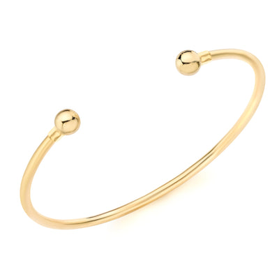 9K Yellow Gold 2.5mm Tube 62mm x 50mm Torque Bangle