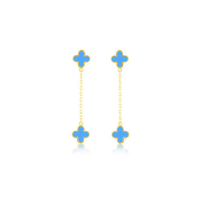 9K Yellow Gold Turquoise Petal Drop Earrings