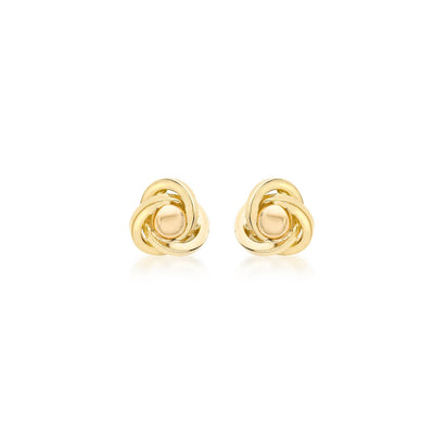 9K Yellow Gold 5mm Knot Ball Stud Earrings