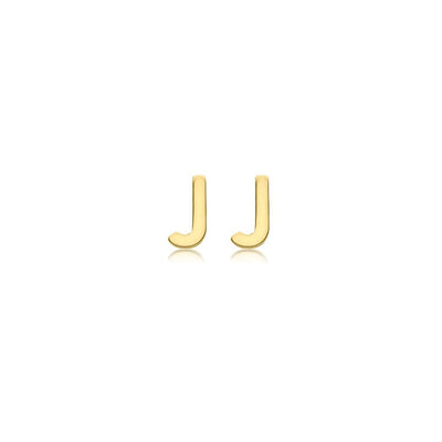 9K Yellow Gold Mini Initial 'J' Stud Earrings