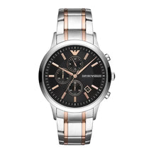 Emporio Armani Renato Chronograph Black Dial Two Tone Steel Strap / AR11165