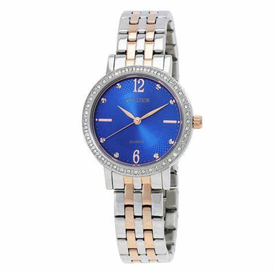 Citizen Quartz Crystal Blue Dial Two-Tone Ladies Watch / EL3106-59L