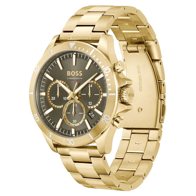 1514059/ Hugo Boss Gold Steel Olive Green Dial Chronograph Men's Watch