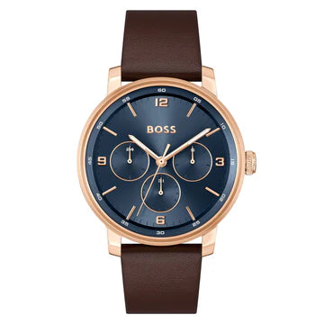 HB1514126 / Hugo Boss Brown Leather Blue Dial Multi-function Men's Watch