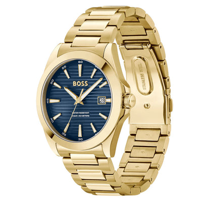HB1514172/ Hugo Boss Gold Stainless Steel Blue Dial Men's Watch