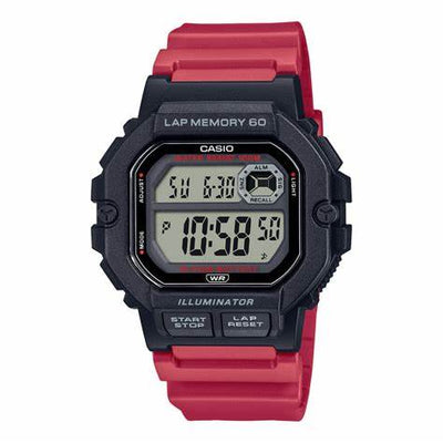 Casio Digital Sports Watch – Red Resin Strap/ WS-1400H-4AV