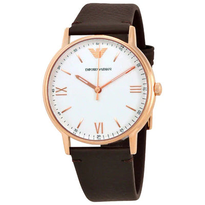 Emporio Armani Men's Three-Hand Brown Leather Watch / 11011