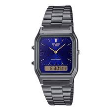 Casio Vintage Gray Steel Blue Dial Analogue-Digital Unisex Watch / AQ230GG-2ADF