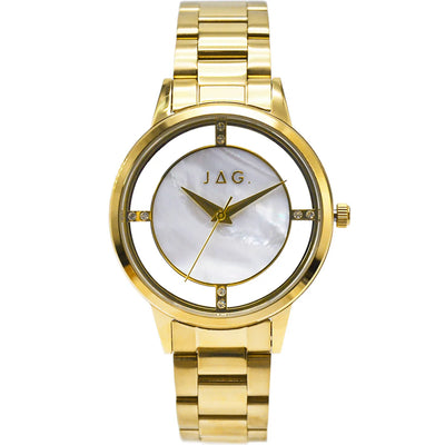 Jag Shelley – Women's Gold-Tone Watch with Mother-of-Pearl Dial and Crystal Accents / J2886A