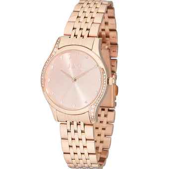 Jag Altona – Women's Rose Gold-Tone Watch with Pink Dial and Crystal-Set Bezel / J2708A