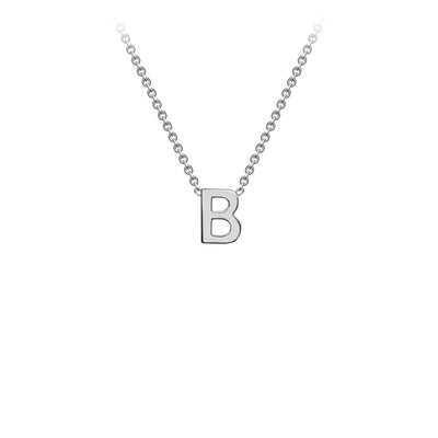 9K White Gold 'B' Initial Adjustable Letter Necklace 38/43cm