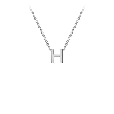 9K White Gold 'H' Initial Adjustable Letter Necklace 38/43cm