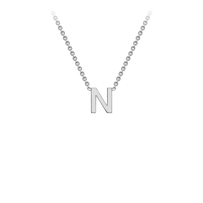 9K White Gold 'N' Initial Adjustable Letter Necklace 38/43cm