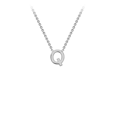 9K White Gold 'Q' Initial Adjustable Letter Necklace 38/43cm