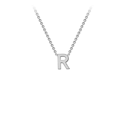 9K White Gold 'R' Initial Adjustable Letter Necklace 38/43cm