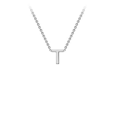 9K White Gold 'T' Initial Adjustable Letter Necklace 38/43cm