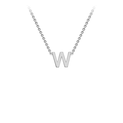 9K White Gold 'W' Initial Adjustable Letter Necklace 38/43cm