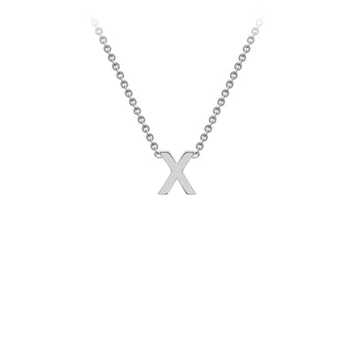 9K White Gold 'X' Initial Adjustable Letter Necklace 38/43cm
