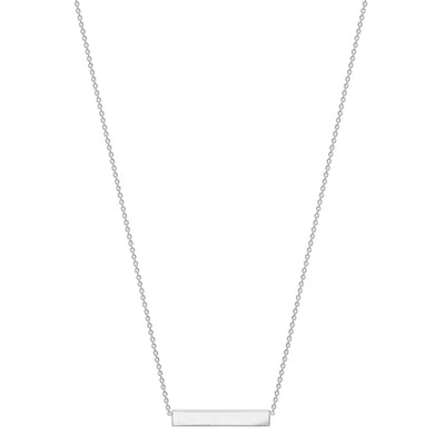9K White Gold Solid Horizontal Bar Necklace 41+2cm