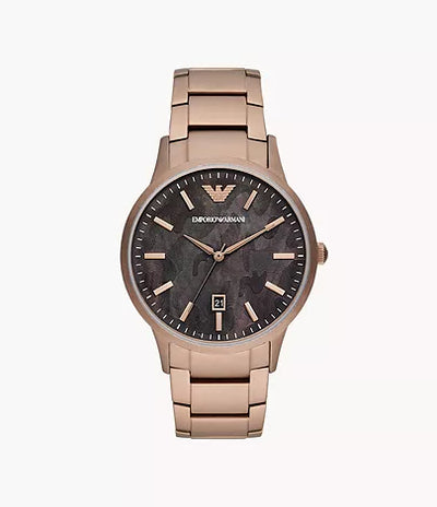 Emporio Armani Three-Hand Date Antique Bronze Stainless Steel Watch / 11413