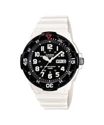 Casio Analog Dive-Style Watch – White Resin Strap, Black Dial / MRW-200HC-7BVDF