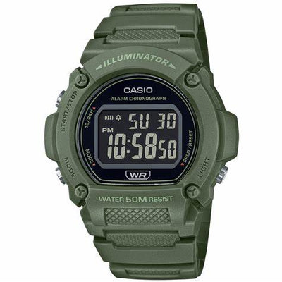 Casio Digital Sports Watch – Olive Green Resin Strap / W-219HC-3BVDF