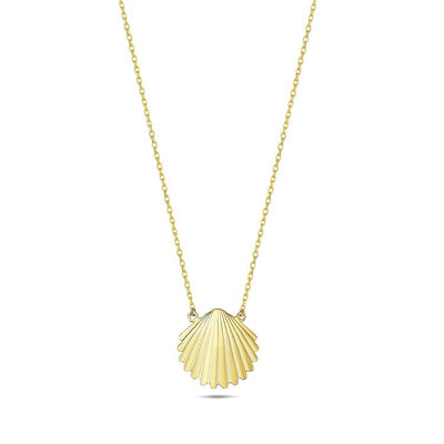 9K Yellow Gold Clam Shell Necklace 40-45cm